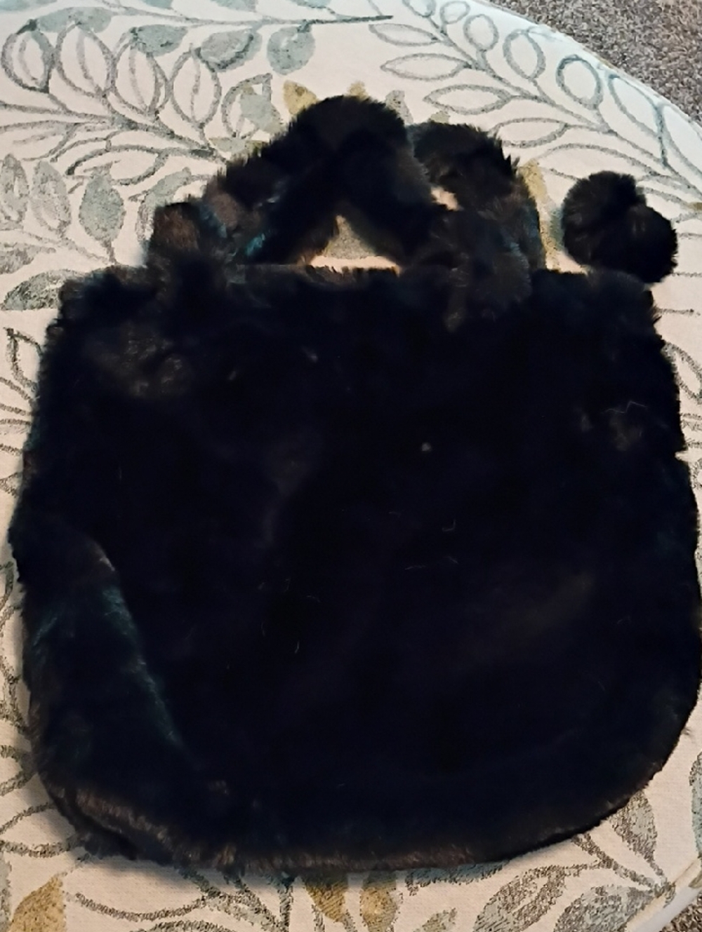 Plush Faux Fur Black Shoulder Bag
